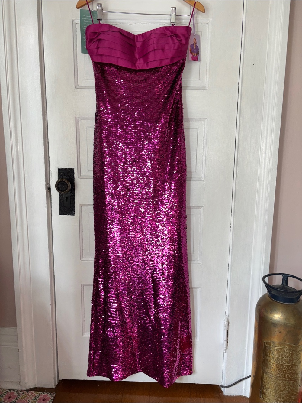 JOHNNY WUJEK STRAPLESS SEQUIN MAXI DRESS